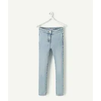 pantalon tregging fille en denim bleu clair délavé low impact - 14 a
