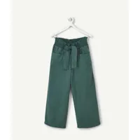 pantalon fluide large fille vert forêt avec noeud - 3 a