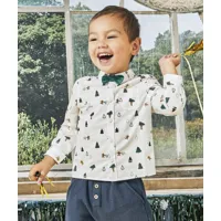chemise bébé garçon blanche avec imprimé thème noël et noeud papillon vert - 24 m