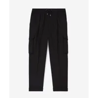 pantalon droit coton noir à poches cargo