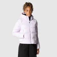 the north face veste à capuche en duvet hyalite pour femme icy lilac taille xs