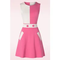 robe contrastée sixties en rose