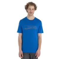 icebreaker tech lite ii ski stripes merino short sleeve t-shirt bleu l homme