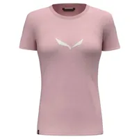 salewa solid dry short sleeve t-shirt rose m femme