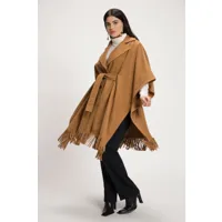 grandes tailles manteau poncho, femmes, marron, taille: 52-58, polyester/laine, ulla popken