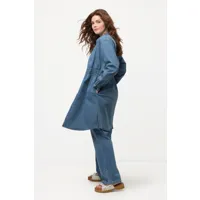 grandes tailles longue veste en jean cintrée à col chemise, femmes, bleu, taille: 44/46, coton, ulla popken