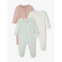 lot de 3 pyjamas bébé en jersey ouverture zippée basics lot ivoire