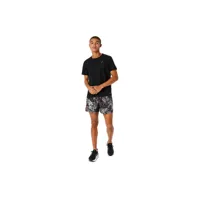 shorts asics all over print 5in short performance noir rouge, taille m