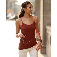 tee-shirt uni à bretelles maille élastique femme - rouge