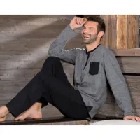 pyjama homme gris chiné dodo homewear-noir en coton