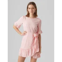robe courte regular fit imprimé all over col rond manches 2/4 rose