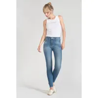 jeans skinny taille haute power, 7/8ème bleu en coton mia