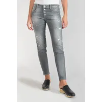 jeans skinny power, 7/8ème gris en coton