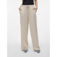 pantalon à jambe large taille moyenne gris en lin willa