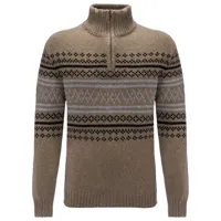we norwegians - setesdal zipup pullover - pull en laine mérinos taille s, brun