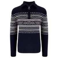 we norwegians - setesdal zipup pullover - pull en laine mérinos taille l;m;s;xl, bleu;brun;gris