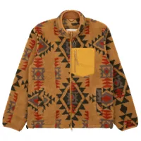 revolution - short printed fleece jacket with high collar - veste polaire taille xxl, brun