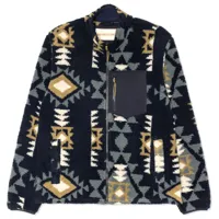 revolution - short printed fleece jacket with high collar - veste polaire taille l, bleu