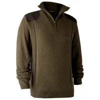 deerhunter - sheffield knit with zip neck - pull en laine taille xxl, brun