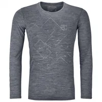 ortovox - 185 merino tangram l/s - t-shirt en laine mérinos taille s, gris