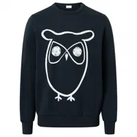 knowledgecotton apparel - crew neck big owl front print - pull taille s, noir/bleu