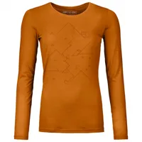 ortovox - women's 185 merino tangram l/s - t-shirt en laine mérinos taille xs, orange/brun