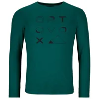 ortovox - 185 merino brand outline l/s - t-shirt en laine mérinos taille s, vert
