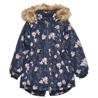 minymo - kid's snow jacket aop - veste hiver taille 104;110;116;122;128;134;140;152;92, bleu;rose/brun