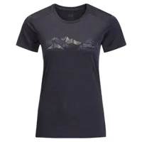 jack wolfskin - women's crosstrail graphic - t-shirt technique taille xl, bleu/gris