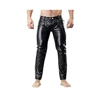 bockle® 5 gay-zip gesteppt jean pantalon en cuir jeans jean full zipper zip, size: 28w / 30l