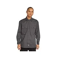 dickies streetwear male shirt long sleeve work blouse de travail, gris (charcoal grey), large homme