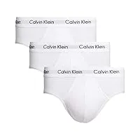 calvin klein slip homme lot de 3 sous-vêtement coton stretch, blanc (white), xl
