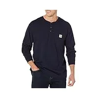 carhartt hommes vêtements de travail henley chemise avec poches regular et grandes tailles - bleu - x-large