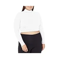 capezio women's turtleneck long sleeve top,white,medium