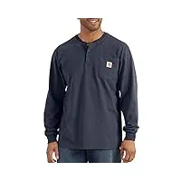 carhartt hommes vêtements de travail henley chemise avec poches regular et grandes tailles - bleu - xl