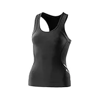 skins a400 racer t-shirt de running pour femme, taille la l noir (noir/argenté)