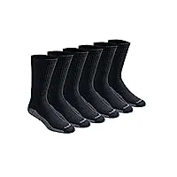 dickies chaussettes dri-tech pour homme avec contrôle de l'humidité décontractées, noir (6 paires), l (lot de 6)