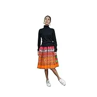 jupe plissée à carreaux 100% tissé à la main robe unique femmes boho vintage #101