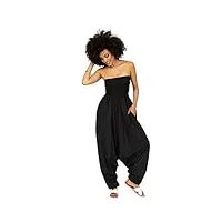 likemary pantalon combi maxi harem - combinaison sarouel femme et sarouel coton - sarouel 2 en 1 - sarouel femme - genie pants - noir