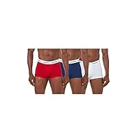 calvin klein boxer homme lot de 3 caleçon taille basse coton stretch, multicolore (white/red ginger/pyro blue), m