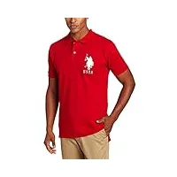 u.s. polo assn. men's solid short-sleeve pique polo shirt, engine red, m
