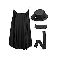 "masked bandit hero" dress-up set (cape, hat, eyemask, waist sash) -