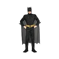 rubies - dc officiel - the batman the dark knight rises - déguisement luxe adulte - taille m - costume rembourré, masque, ceinture, cape et couvre-bottes - pour halloween, carnaval ou noël