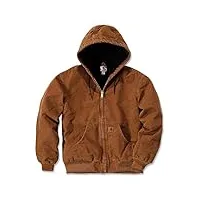 carhartt active jacket j130 veste matelassée pour homme en flanelle doublée grise (sandstone), x-large, marron, 1