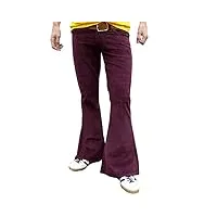 fuzzdandy hommes rouge bordeaux violet velours bell bottoms flares pantalon 60s 70s rétro - bordeaux, bordeaux, 38w / 32l