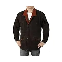simons leather manteau homme en cuir « parka » longueur 3/4 en nubuck marron/fauve - taille xl