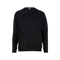 pull tricoté olymp avec col en v en laine mérinos extrafine, rouge moyen - noir - large