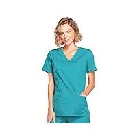 cherokee 4728 core stretch mock wrap scrubs t-shirt de sport pour femme - bleu - small