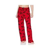 hatley moose on red bas de pyjama, rouge, (taille fabricant: x-large) femme