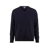 pull tricoté olymp avec col en v en laine mérinos extrafine, rouge moyen - bleu - xxx-large